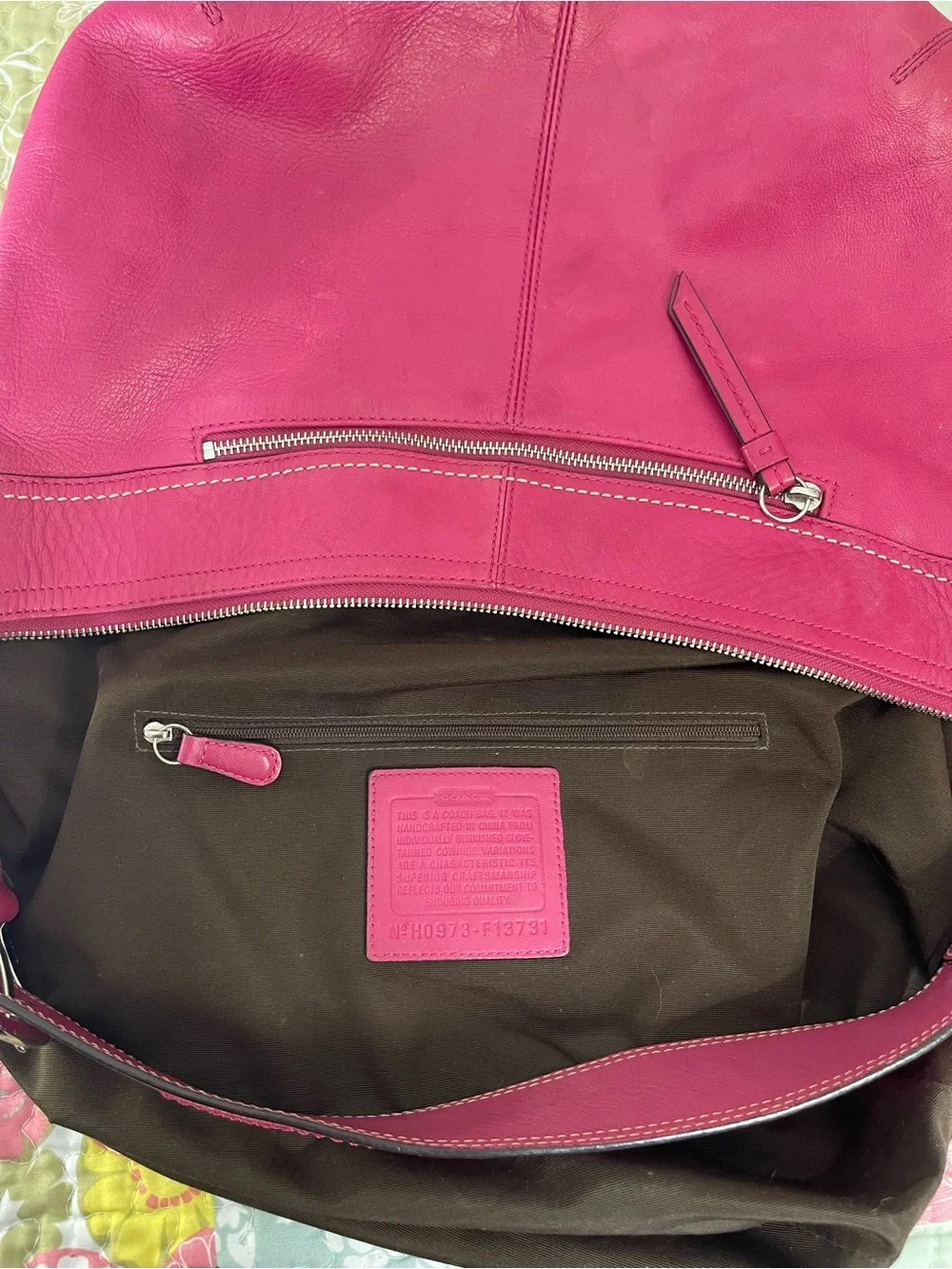 Coach Hot Pink Leather Shoulder Hobo Bag
